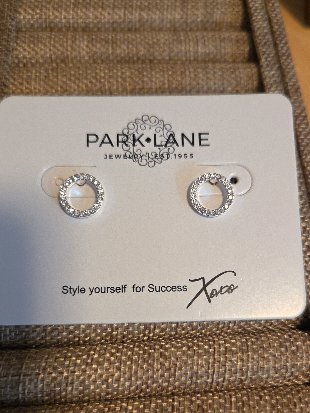 Park Lane Clear Crystal Circle Stud Earrings - Silver - Roo
